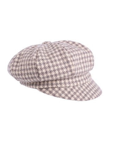 Casquette forme gavroche motif pied de poule made in France - Chapo & Co