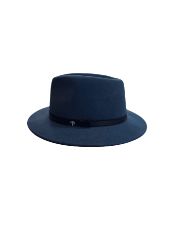 Chapeau forme traveller Panizza en feutre de laine coloris bleu