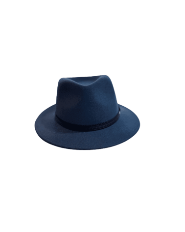 Chapeau forme traveller Panizza en feutre de laine coloris bleu