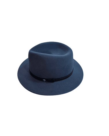 Chapeau forme traveller Panizza en feutre de laine coloris bleu