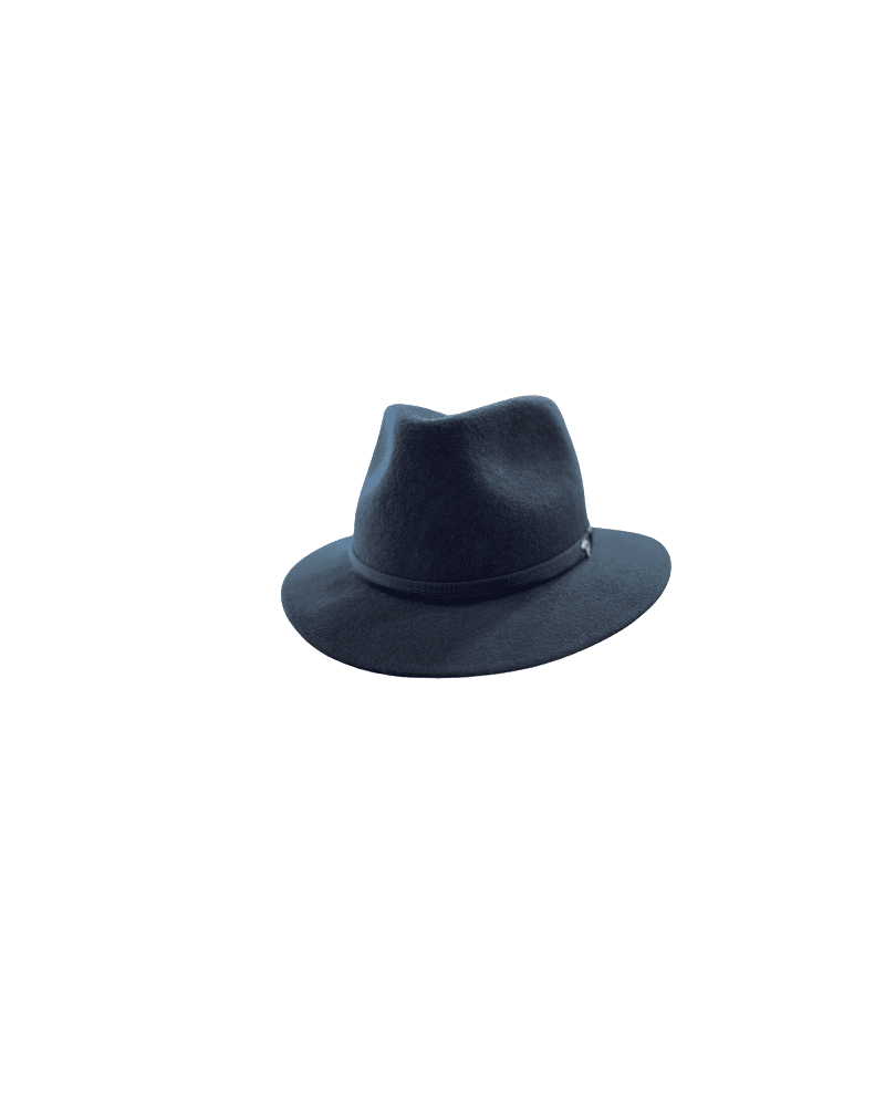 Chapeau forme traveller Panizza en feutre de laine coloris bleu