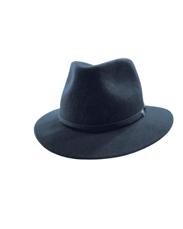 Chapeau forme traveller Panizza en feutre de laine coloris bleu