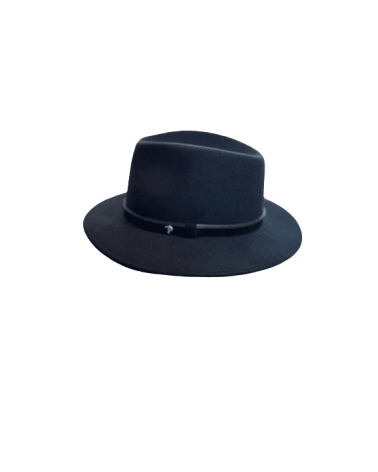 Chapeau forme traveller Panizza en feutre de laine coloris bleu