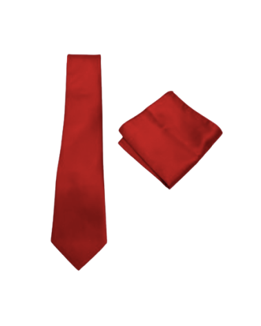 Cravate Satinée rouge avec Pochette Assortie – YVES ENZO PARIS