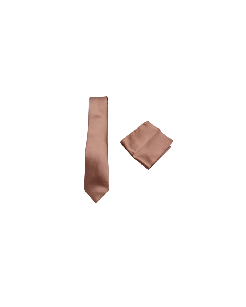 Cravate Satinée camel avec Pochette Assortie – YVES ENZO PARIS