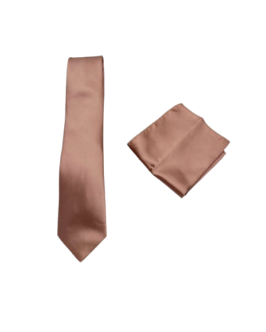 Cravate Satinée camel avec Pochette Assortie – YVES ENZO PARIS