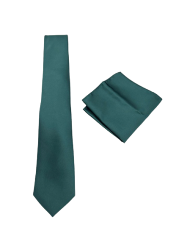 Cravate Satinée vert sapin avec Pochette Assortie – YVES ENZO PARIS