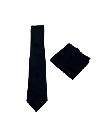 Cravate Satinée Noire avec Pochette Assortie – YVES ENZO PARIS