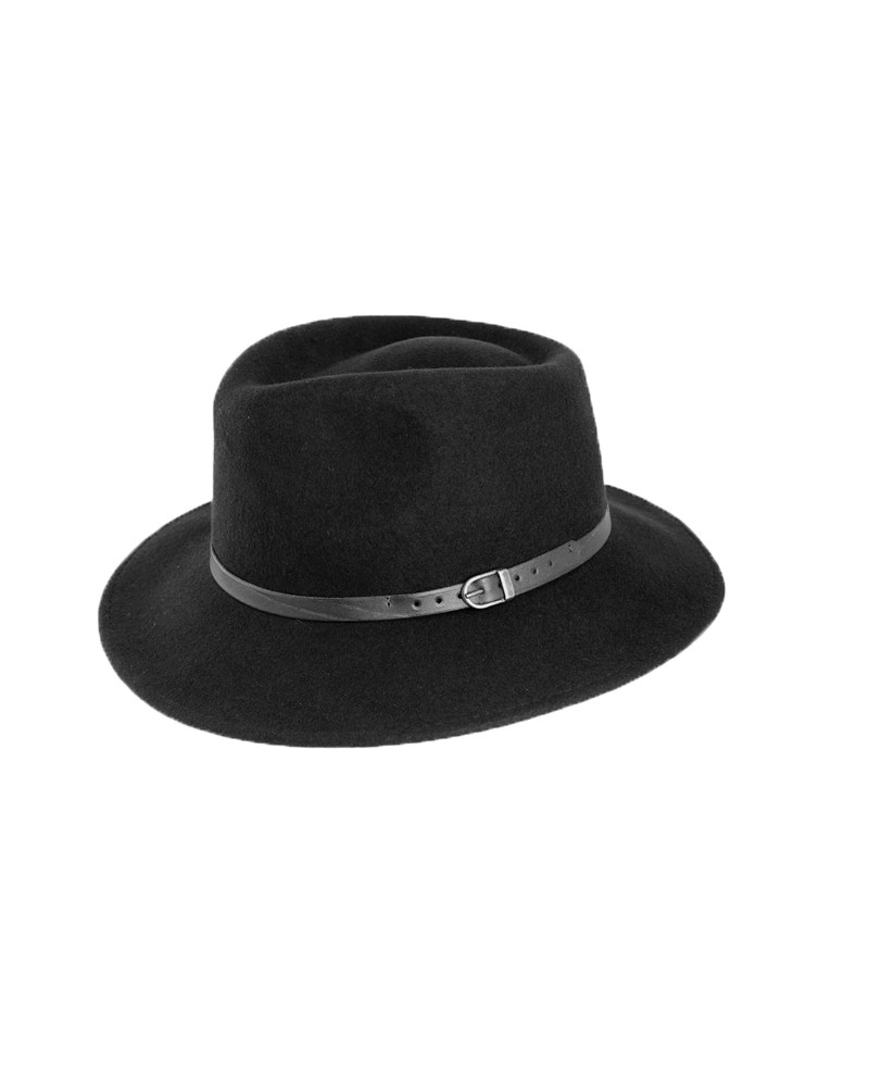 Chapeau forme traveller en feutre coloris noir - Chapo & Co