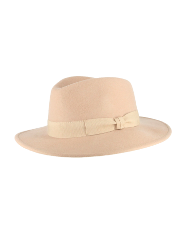 Chapeau forme traveller en feutre coloris beige - Chapo & Co