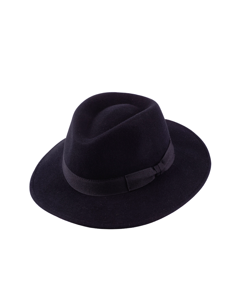 Chapeau unisexe forme traveller en feutre coloris noir - Chapo & Co