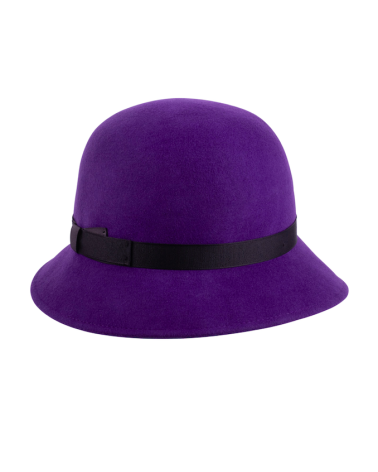 Chapeau forme cloche en feutre de laine coloris violet - Chapo & Co
