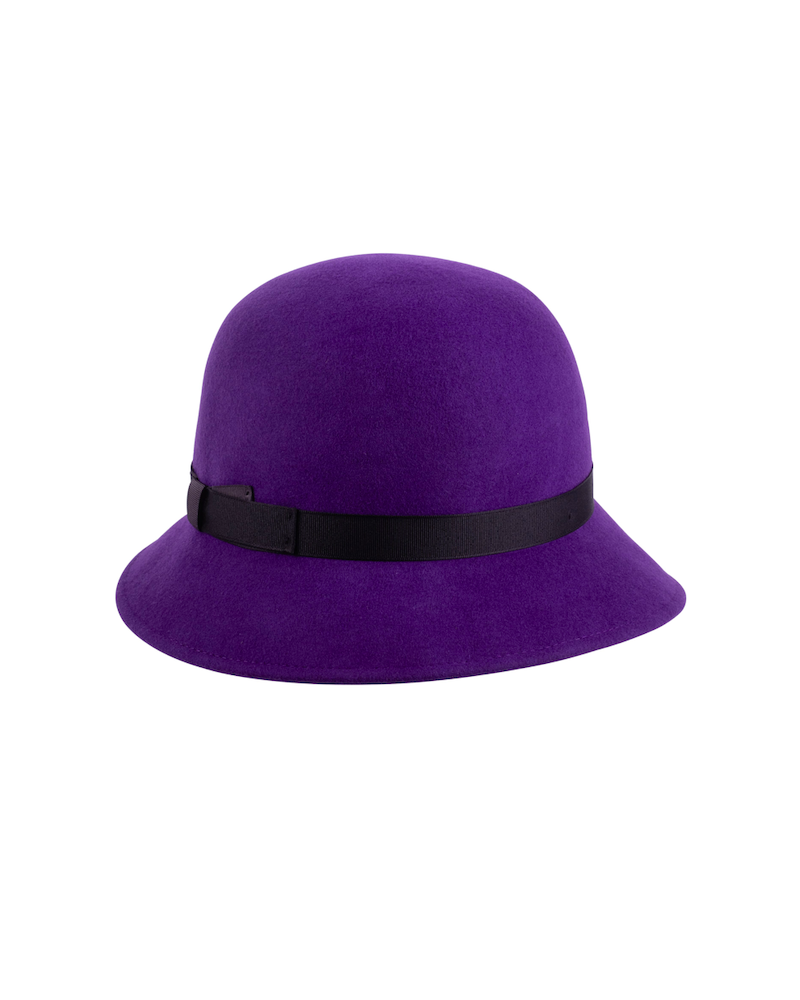 Chapeau forme cloche en feutre de laine coloris violet - Chapo & Co