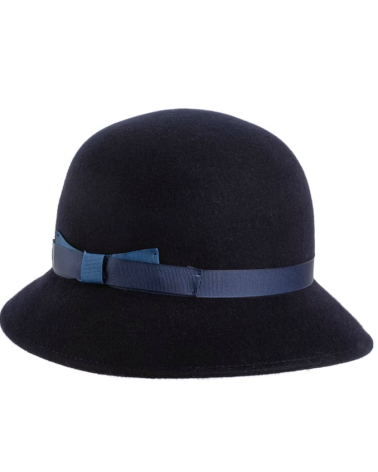 Chapeau forme cloche en feutre de laine coloris marine - Chapo & Co