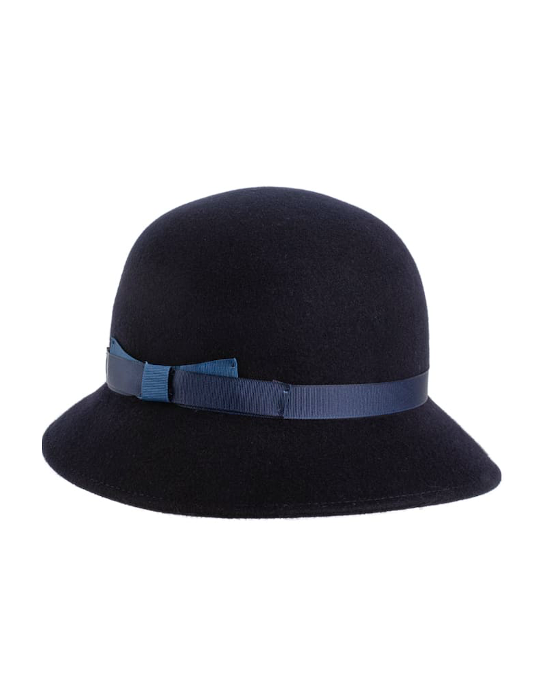 Chapeau forme cloche en feutre de laine coloris marine - Chapo & Co