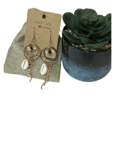 Boucles d'oreilles pendantes anti-allergénique doré