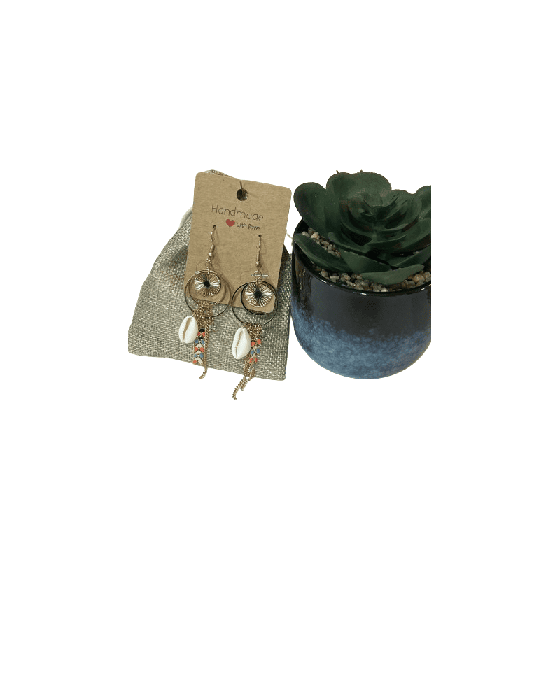 Boucles d'oreilles pendantes anti-allergénique doré