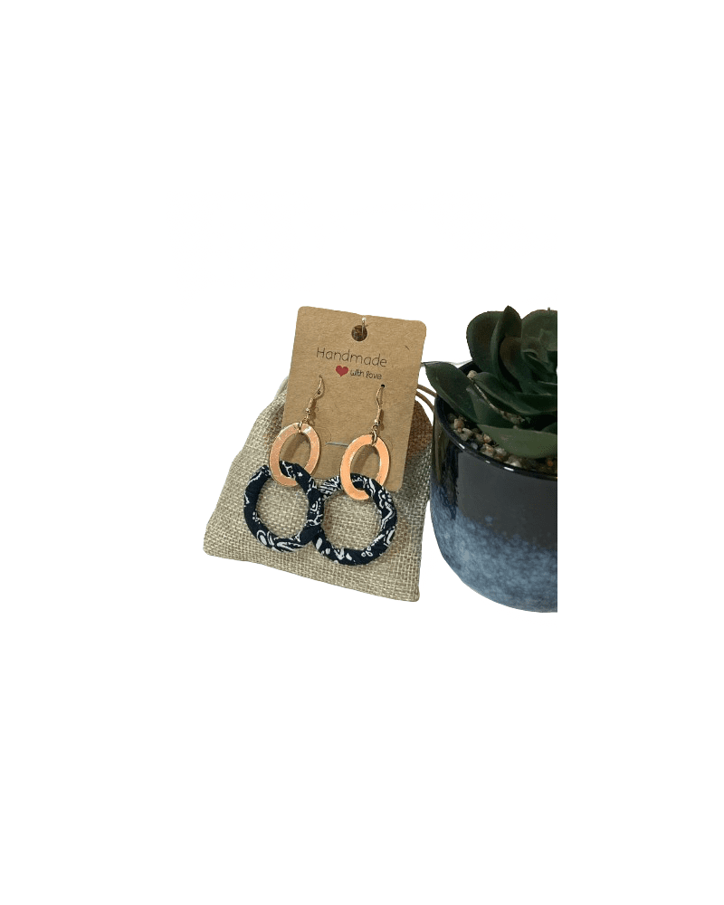 Boucles d'oreilles forme créole coloris noir et blanc - Chapo & Co