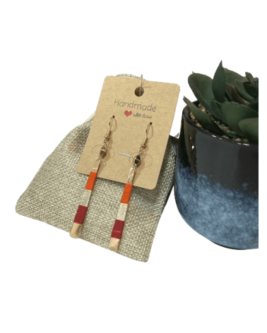 Boucles d'oreilles pendantes bicolore orange et Bordeaux - CHAPO & CO