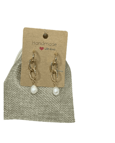 Boucles d'oreilles pendantes avec perle nacrée - Chapo & Co