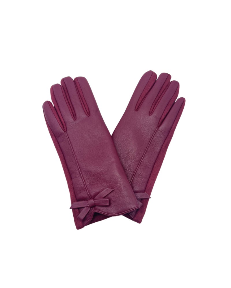 Gants en cuir synthétique souple coloris bordeaux - Chapo & Co