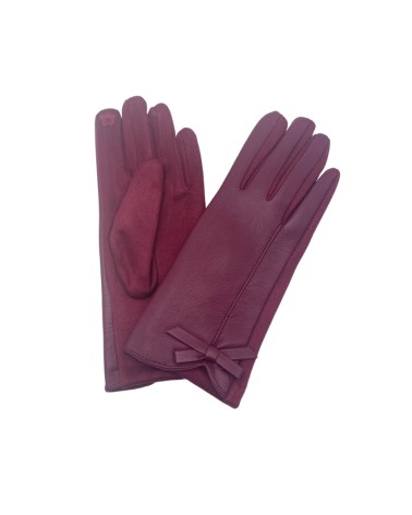 Gants en cuir synthétique souple coloris bordeaux - Chapo & Co