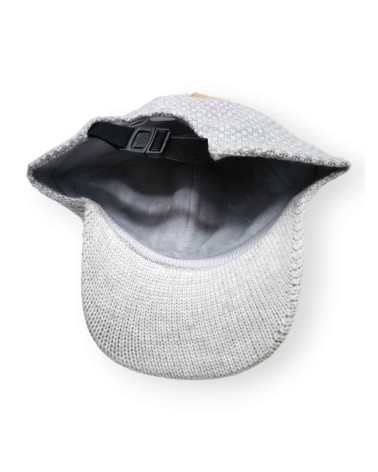 Casquette de baseball en tricot doublure polaire avec pompon coloris gris