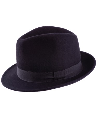 Chapeau greenwich forme Trilby en feutre coloris noir - Chapo & Co