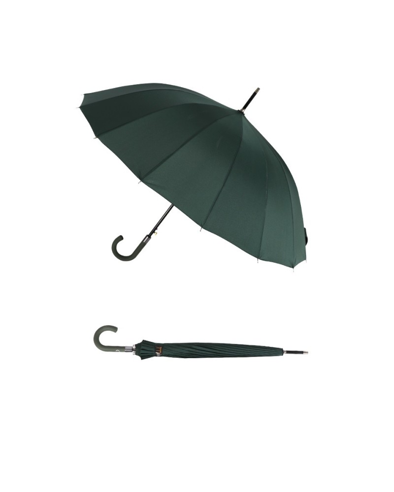 Parapluie canne ultra résistant coloris vert bouteille pour homme ou femme