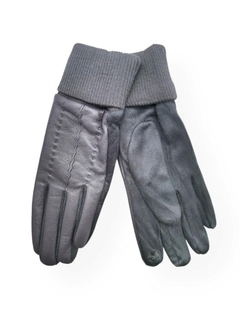 Gants en cuir synthétique souple coloris anthracite - Chapo & Co