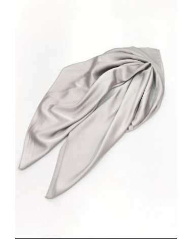 Foulard carré de soie uni 70x70 coloris gris - Chapo & Co