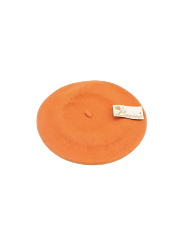 Béret type Basque en 100% laine coloris orange - Chapo & Co