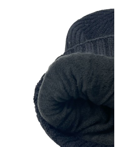 Bonnet chaud avec doublure polaire pour homme coloris noir