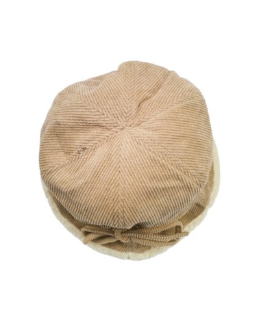 Chapeau forme Bob pour femme en velours côtelé coloris beige