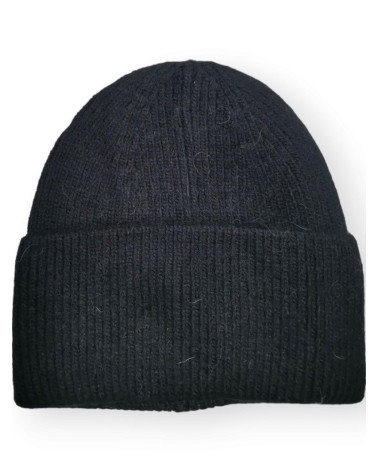 Bonnet tricot effet Angora coloris noir - Chapo & Co