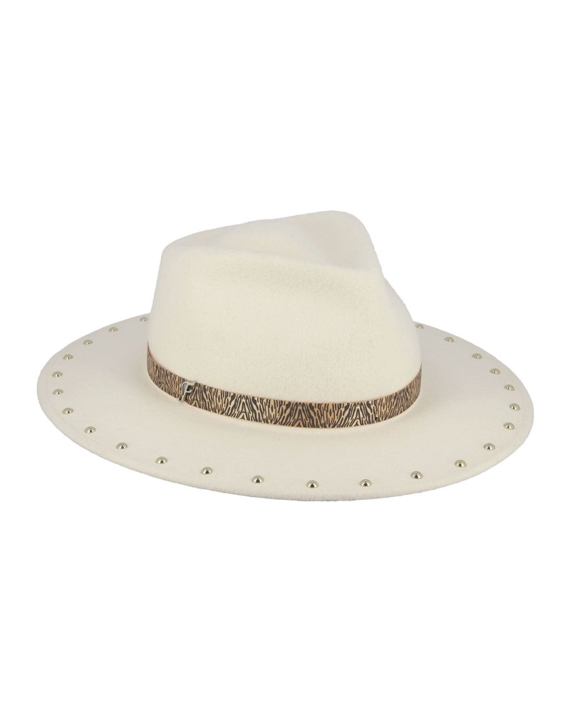 Chapeau forme Traveller pour femme en feutre coloris blanc - Fléchet
