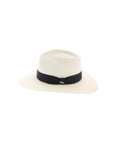 Chapeau traveller Panama tissé en Equateur coloris blanc bord droit