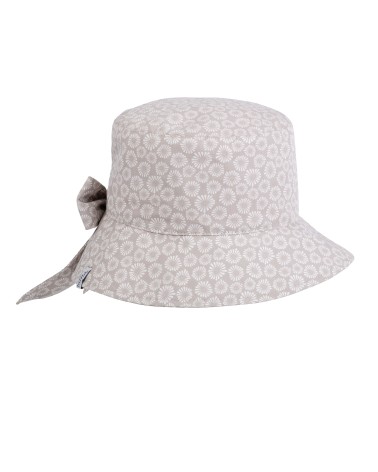 Chapeau d'été souple pour femme en 100 % lin motif fleur