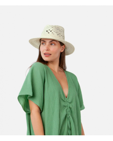 Chapeau forme fedora pour l'été modèle Aratua coloris écru