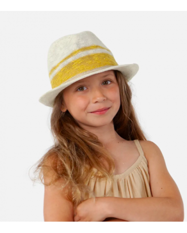 Chapeau d'été pour enfant forme trilby modèle Devree jaune
