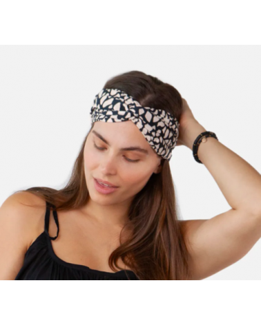 Bandeau pour l'été format large Headband en coton coloris noir