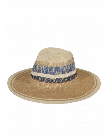 Chapeau à larges bords modèle Hayley coloris beige et bleu