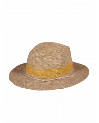 Chapeau d'été forme Fedora modèle Ponui beige et jaune
