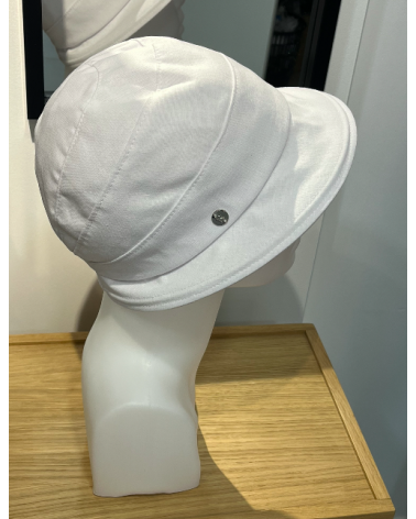 Chapeau en lin forme escargot vintage coloris blanc avec visière - Rabionek