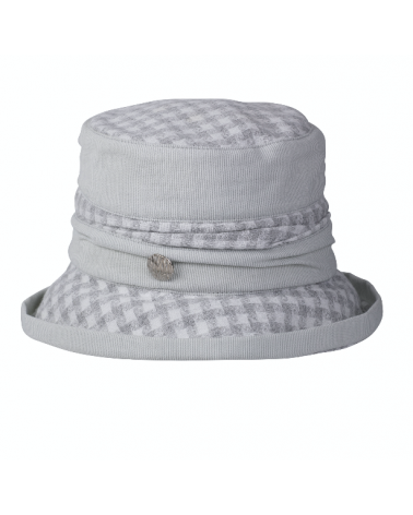 Chapeau forme bob bicolore blanc et gris modèle Olympe
