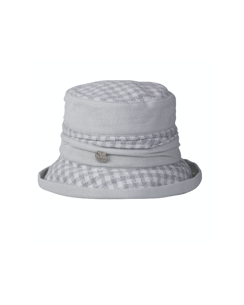 Chapeau forme bob bicolore blanc et gris modèle Olympe