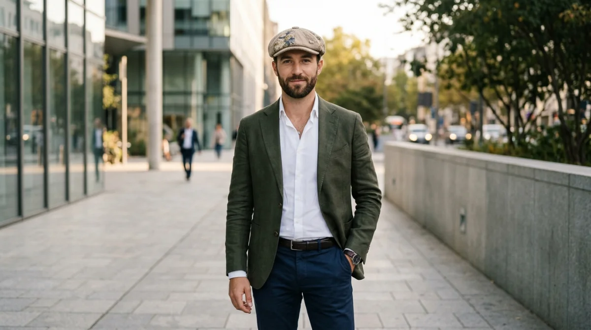 Bien choisir une casquette plate pour homme forme bang fantaisie fleur beige