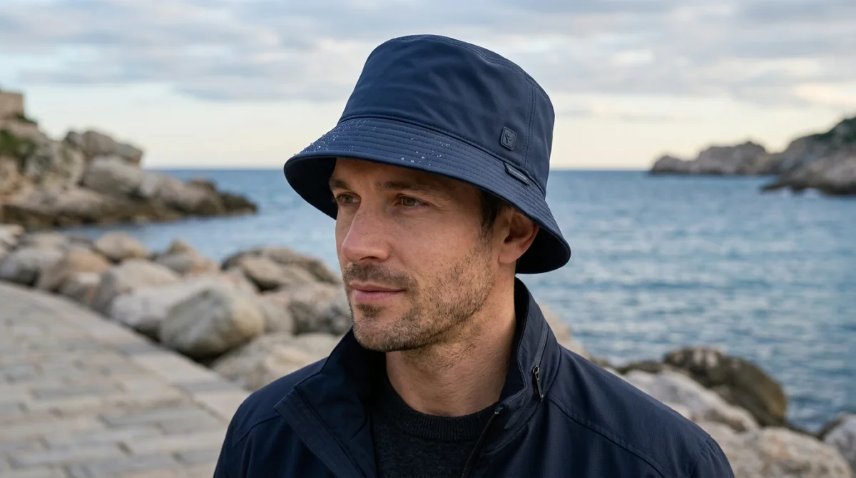 Bien choisir un chapeau forme bob pour homme anti UV et déperlant bleu marine